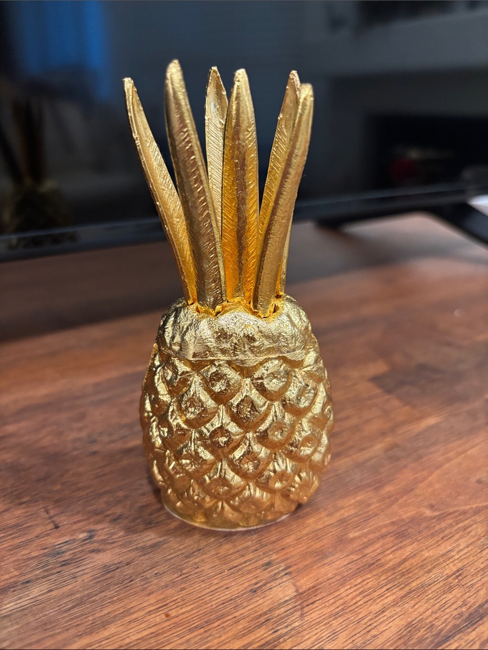 Vintage gold metal pineapple cocktail fork holder